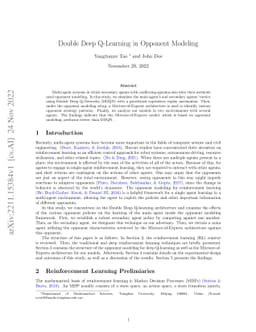 Double Deep Q-Learning in Opponent Modeling