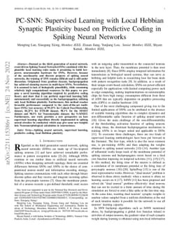 PC-SNN: Supervised Learning with Local Hebbian Synaptic Plasticity based
  on Predictive Coding in Spiking Neural Networks