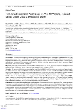 Fine-tuned Sentiment Analysis of COVID-19 Vaccine-Related Social Media
  Data: Comparative Study