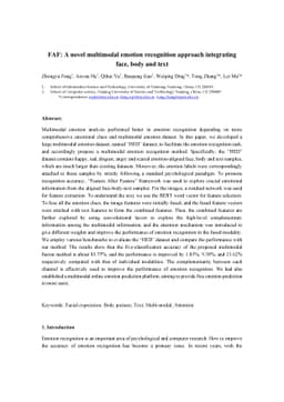 FAF: A novel multimodal emotion recognition approach integrating face,
  body and text