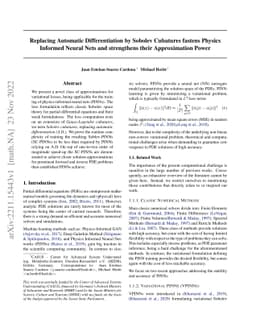 Replacing Automatic Differentiation by Sobolev Cubatures fastens Physics
  Informed Neural Nets and strengthens their Approximation Power