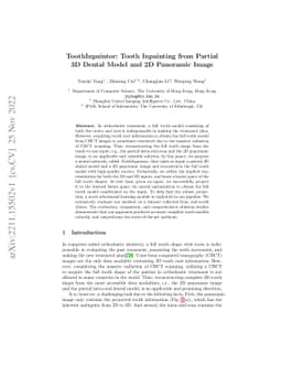 ToothInpaintor: Tooth Inpainting from Partial 3D Dental Model and 2D
  Panoramic Image