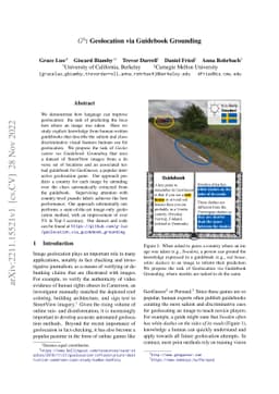 G^3: Geolocation via Guidebook Grounding