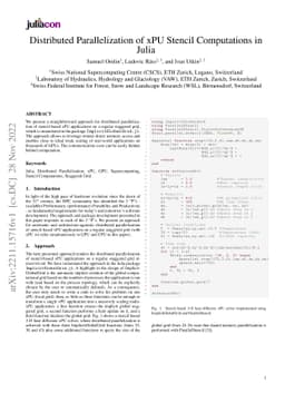 Distributed Parallelization of xPU Stencil Computations in Julia