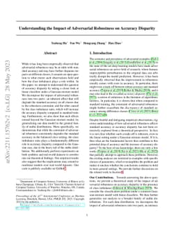 Understanding the Impact of Adversarial Robustness on Accuracy Disparity