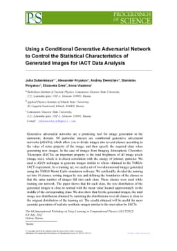 Using a Conditional Generative Adversarial Network to Control the
  Statistical Characteristics of Generated Images for IACT Data Analysis
