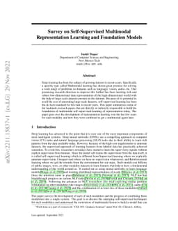 Survey on Self-Supervised Multimodal Representation Learning and
  Foundation Models