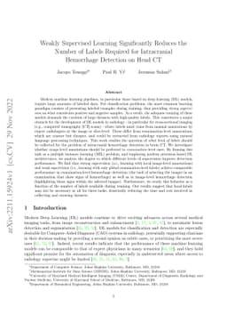 Weakly Supervised Learning Significantly Reduces the Number of Labels
  Required for Intracranial Hemorrhage Detection on Head CT