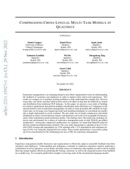 Compressing Cross-Lingual Multi-Task Models at Qualtrics