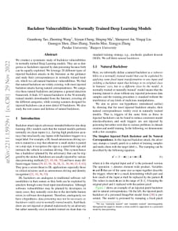 Backdoor Vulnerabilities in Normally Trained Deep Learning Models
