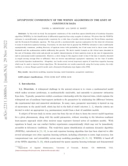Asymptotic consistency of the WSINDy algorithm in the limit of continuum
  data