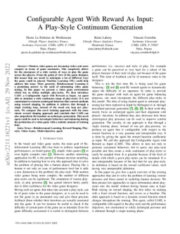 Configurable Agent With Reward As Input: A Play-Style Continuum
  Generation