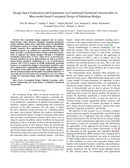 Design Space Exploration and Explanation via Conditional Variational
  Autoencoders in Meta-model-based Conceptual Design of Pedestrian Bridges
