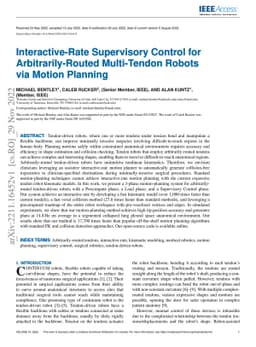 Interactive-Rate Supervisory Control for Arbitrarily-Routed Multi-Tendon
  Robots via Motion Planning