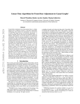 Linear-Time Algorithms for Front-Door Adjustment in Causal Graphs