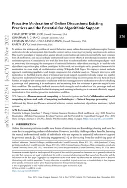 Proactive Moderation of Online Discussions: Existing Practices and the
  Potential for Algorithmic Support