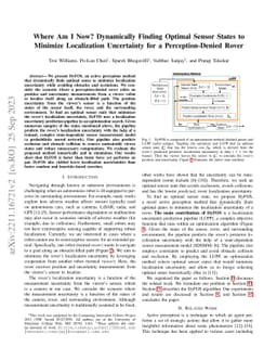 Where Am I Now? Dynamically Finding Optimal Sensor States to Minimize
  Localization Uncertainty for a Perception-Denied Rover
