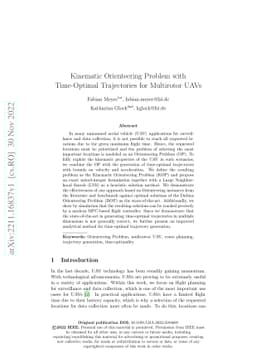 Kinematic Orienteering Problem With Time-Optimal Trajectories for
  Multirotor UAVs