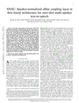 SNAC: Speaker-normalized affine coupling layer in flow-based
  architecture for zero-shot multi-speaker text-to-speech