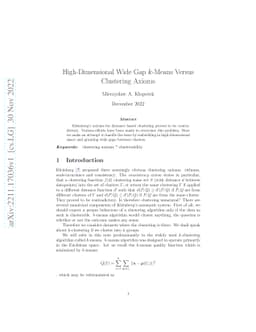 High-Dimensional Wide Gap $k$-Means Versus Clustering Axioms