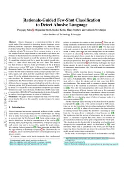 Rationale-Guided Few-Shot Classification to Detect Abusive Language