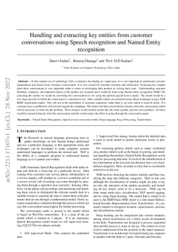 Handling and extracting key entities from customer conversations using
  Speech recognition and Named Entity recognition