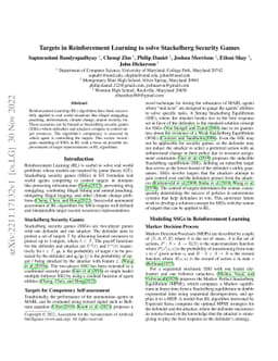 Targets in Reinforcement Learning to solve Stackelberg Security Games