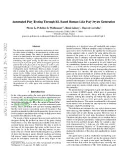 Automated Play-Testing Through RL Based Human-Like Play-Styles
  Generation