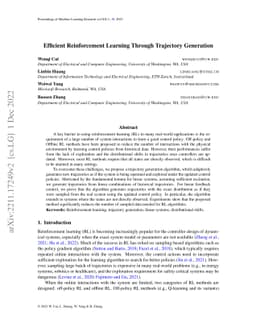 Efficient Reinforcement Learning Through Trajectory Generation