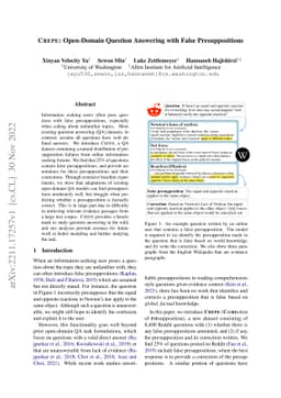 CREPE: Open-Domain Question Answering with False Presuppositions