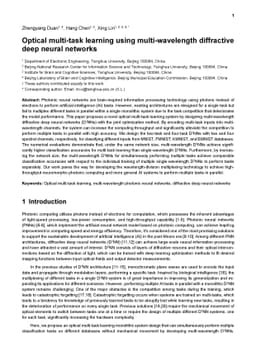 Optical multi-task learning using multi-wavelength diffractive deep
  neural networks