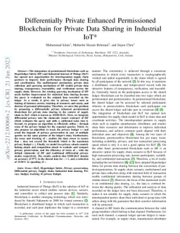 Differentially Private Enhanced Permissioned Blockchain for Private Data
  Sharing in Industrial IoT