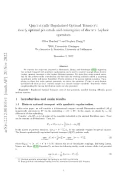 Quadratically Regularized Optimal Transport: nearly optimal potentials
  and convergence of discrete Laplace operators