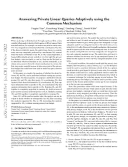Answering Private Linear Queries Adaptively using the Common Mechanism