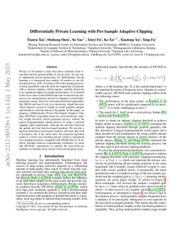 Differentially Private Learning with Per-Sample Adaptive Clipping