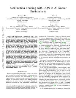 Kick-motion Training with DQN in AI Soccer Environment
