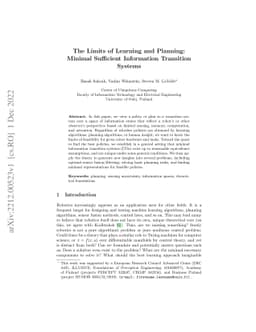 The Limits of Learning and Planning: Minimal Sufficient Information
  Transition Systems