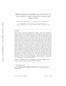 Efficient estimation of multiple expectations with the same sample by
  adaptive importance sampling and control variates
