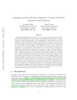 Language models and brain alignment: beyond word-level semantics and
  prediction