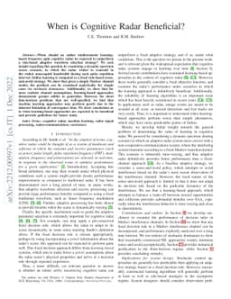 When is Cognitive Radar Beneficial?