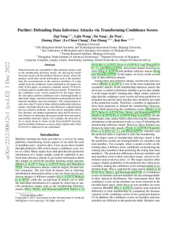 Purifier: Defending Data Inference Attacks via Transforming Confidence
  Scores