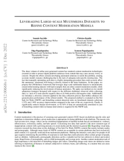 Leveraging Large-scale Multimedia Datasets to Refine Content Moderation
  Models