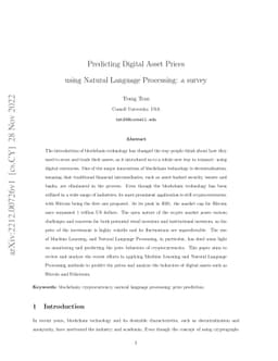 Predicting Digital Asset Prices using Natural Language Processing: a
  survey