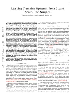 Learning Transition Operators From Sparse Space-Time Samples