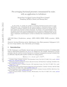 Pre-averaging fractional processes contaminated by noise, with an
  application to turbulence