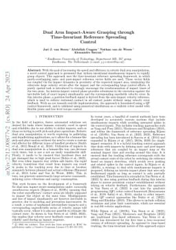 Dual Arm Impact-Aware Grasping through Time-Invariant Reference
  Spreading Control