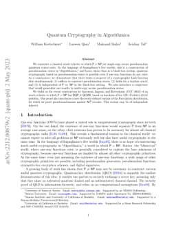 Quantum Cryptography in Algorithmica
