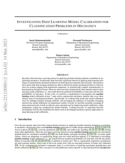 Investigating Deep Learning Model Calibration for Classification
  Problems in Mechanics