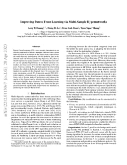 Improving Pareto Front Learning via Multi-Sample Hypernetworks