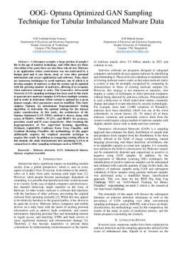 OOG- Optuna Optimized GAN Sampling Technique for Tabular Imbalanced
  Malware Data